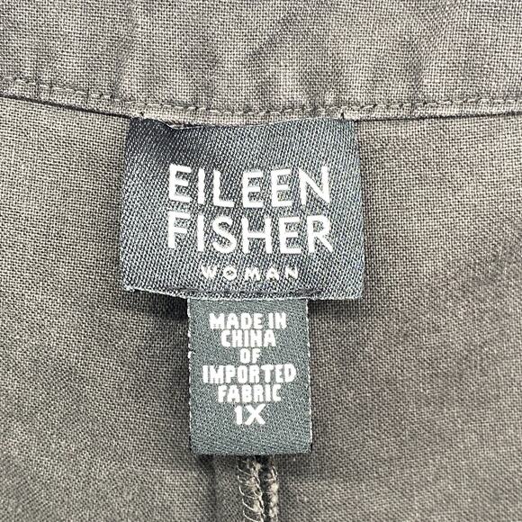 EILEEN FISHER Pants 1X Plus Cotton Straight Ankle High Waist Trouser Gray - Picture 5 of 13